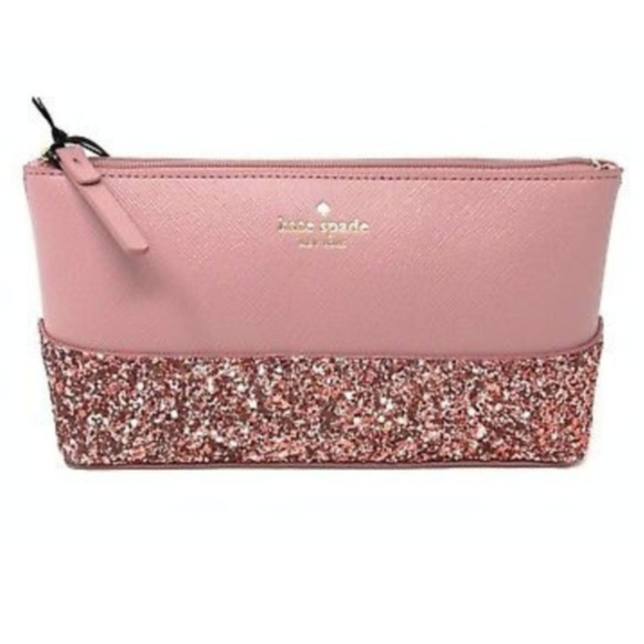 kate spade Handbags - Kate Spade Greta Court Pink Glitter Cosmetic Bag